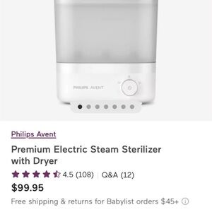 Philips Avent White Electric Steam Sterilizer with Dryer